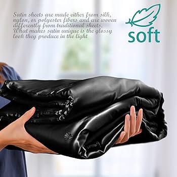 Amazon｜Vonty サテン スローブランケット - ブラックサテン、90